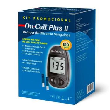 Imagem de Kit Medidor Glicose On Call Plus II com 100 Tiras Acon