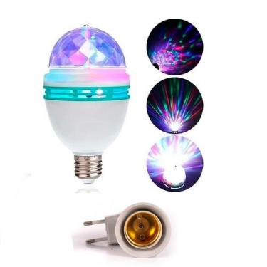 Imagem de Lâmpada Led Giratória Colorida Globo De Luz Festa + Soquete - NS
