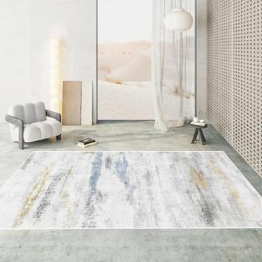Imagem de Tapete estilo abstrato para decoração de sala de estar, tapete de chão fácil de limpar, lavável, sala de estar, quarto, sofá (120 x 200 cm, 47 x 78,7 pol./Sem fiapos - 4)