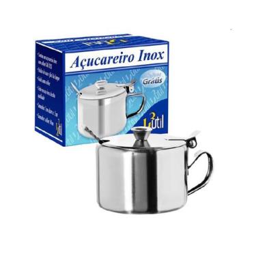 Imagem de Açucareiro de mesa aço Inox com Colher Linha Classic 150grs UD193 - 12