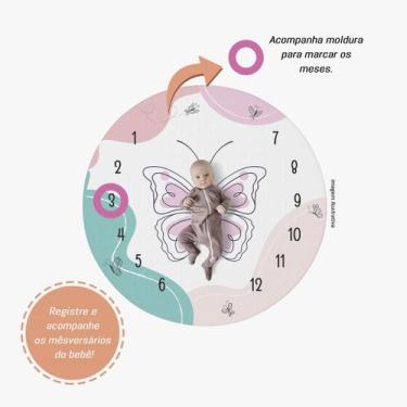 Imagem de Tapete Cenário Mesversário Borboleta Redondo 1,25m - PRESENTE-BRINDE