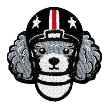 Imagem de Siam Accs Fãs de Rugby Poodle Cachorro com Capacete Bordado Bonito Fã de Futebol Americano Equipe Favorita Ferro em Costura para Roupas Mochilas Jeans Motocicleta Jaquetas Personalizadas Chapéus
