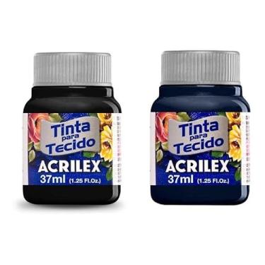 Imagem de Tinta Para Tecido Fosca Acrilex 37ml 2 Unidades Artesanato Fixação Frio Alta Cobertura – Fixação a Frio e Alta Cobertura Com Acabamento Fosco, Este Kit É A Escolha Perfeita Para Quem Busca Qualidade (Preto 520)