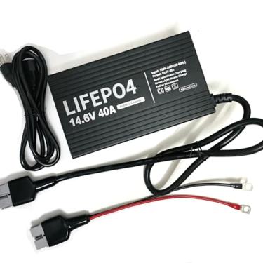 Imagem de HERISKEER Carregador inteligente de bateria de lítio LiFePO4 Fast LiFePO4 de 12 V/12,8 V 40 Amp com conector Anderson indicador LED especial para carregador de baterias LiFePO4 de ciclo profundo 80AH