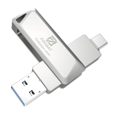 Imagem de FIREBAT Pen drive USB, pen drive duplo 2 em 1 USB-C e USB-A 3.2, armazenamento de dados em cartão de memória para iPhone 15, telefone Android, tablet, MacBook, Windows