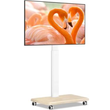 Imagem de TVON Suporte de TV com rodinhas para TVs de 32 a 65 70 polegadas, elegante suporte de TV de chão com rodas, carrinho de TV móvel com 9 níveis de ajuste de altura para visualização ideal, suporte de