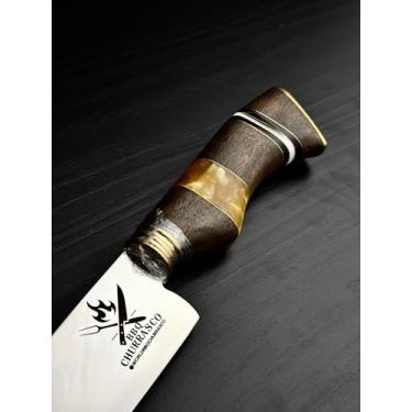 Imagem de Faca para Churrasco Premium, Ponta Fina, Lâmina em Aço Inox 2mm, Cabo em Madeira e Resina (5, 10")