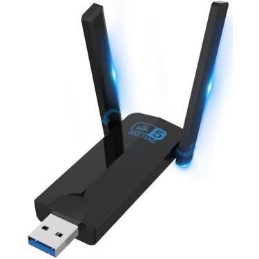 Imagem de Nilone Adaptador Wi-Fi Usb 3.0 Sem Fio Para Pc De Mesa, Rede Banda Dupla Ca 1300 Mbps Com 400 Mbps/2,4 G 867 Mbps/5 G, Antenas Duplas 5 Dbi, Dongle Windows 11/10/8/7/Vista/Xp