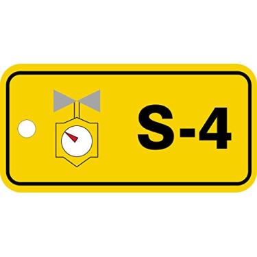 Imagem de Accuform TDJ304VPE Plastic"S-4 Steam" Etiqueta padrão de fonte de energia, 3,5 cm L x 7,6 cm C, preto/cinza/vermelho/branco em amarelo