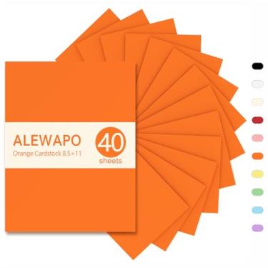 Imagem de ALEWAPO Cartolina laranja 8,5 x 11 papel grosso, 40 folhas, papel grosso 29,5 kg/180 g/m², papel para impressora de cartolina 21 x 28, cartolina laranja para convites, menus, casamento, cartões DIY