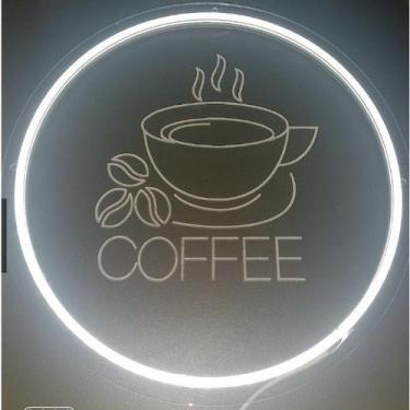 Imagem de Placa luminosa em led café, cofee 30cm - ideal para cantinho do cafe c