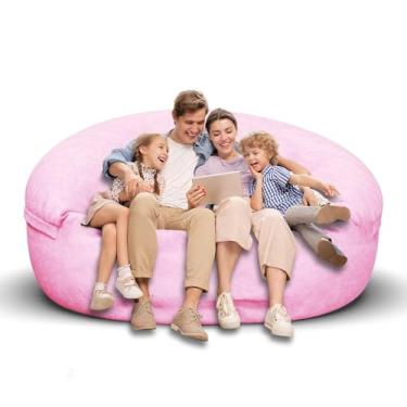 Imagem de Cadeira de pufe para adultos de 1,8 m, capa macia removível para quarto de adolescentes/meninas, poltronas fofas gigantes de chão redondo (sem enchimento, rosa)