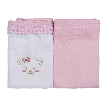 Imagem de Fralda para Bebê Luxo Pinte e Borde Bublim Petit Lisa com Bordado, pompom e Vies - pacote com 2 unidades - Ursa Rosa