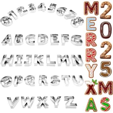 Imagem de FillTouch Conjunto de 35 peças de cortadores de biscoito sanduíche de alfabeto e número, tamanho grande, de 7,6 cm, ferramenta de cozimento de metal, letras de aço inoxidável, molde de biscoitos,