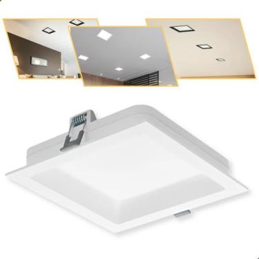 Imagem de Plafon Painel Embutir De Led Quadrado 18w Recuado Bivolt - VLED, BRANC
