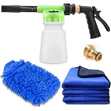 Imagem de Zenkon Snow Foam Manual, Esguicho de Mangueira, Pulverizador Snow Foam Fixa a Qualquer Mangueira de Jardim, Pulverizador de Espuma Mangueira de Metal, Canhao de Espuma com Luvas