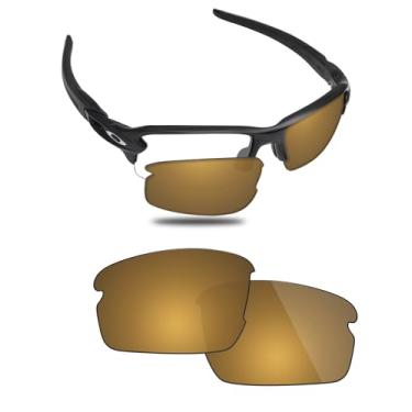 Imagem de Fiskr Lentes polarizadas de substituição compatíveis com óculos de sol Oakley Flak XS OJ9005, resistente a impactos e ajuste perfeito - Bronze metálico