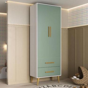 Imagem de Guarda-roupa Infantil Encanto Espresso Móveis Branco/Verde