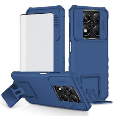 Imagem de Asuwish Capa de celular para Xiaomi Redmi Note 14 Pro 4G com protetor de tela de vidro temperado e capa de câmera deslizante com suporte, suporte fino, protetor híbrido, acessórios para celular 14Pro