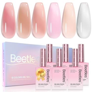 Imagem de Esmalte de gel Beetles Jelly, 6 cores, branco leitoso, rosa transparente, marrom nude, marrom, translúcido, gel para manicure, faça você mesmo, lâmpada UV, design de unhas de gel curado, decoração de