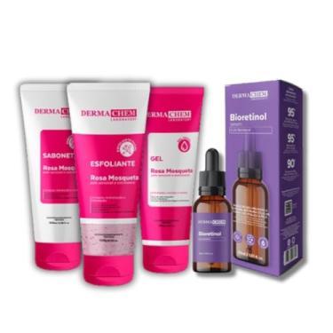 Imagem de Kit Skincare Rosa Mosqueta - Sabonete + Esfoliante+Gel Hidratante Facial 3 em 1 + Sérum Bioretinol 95% Eficácia comprovada