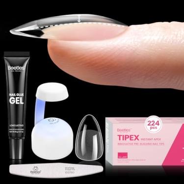 Imagem de beetles Gel Polish Kit De Pontas Unha Tipex Instant Apex, Amêndoa Curta, 224 Peças, 16 Tamanhos, Pré-Construção E Pré-Gravação, Unhas Acrílico Mais Grossas, Extensão Postiça Com Cola, Mini Lâmpada P