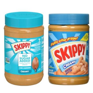 Imagem de Manteiga Pasta de Amendoim Americana SKIPPY Cremosa 462g e No Sugar Added (Sem Açúcar) 454g 2 Unidades