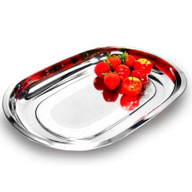 Imagem de Baixela Oval de 35cm Bandeja em Aço Inox Travessa Servir Porções Restaurante Buffet