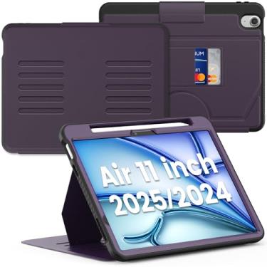 Imagem de SEYMAC Capa para iPad Air de 11 polegadas M3/M2 (2025/2024), capa magnética forte com 5 ângulos em pé, suporte de lápis, roxo