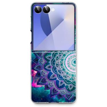 Imagem de Bcov Capa para Galaxy Z Flip 7, Mandala Flower Space Anti-Scratch Solid Hard Case Capa protetora à prova de choque para Samsung Galaxy Z Flip 7 Flip7
