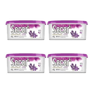 Imagem de Kit 4 Secar Antimofo 80g Original Gavetas Balcão Guarda Roupa Despensa Cômoda Armário Banheiro Cozinha Refil Descartáveis Mofo Bolor (Lavanda)