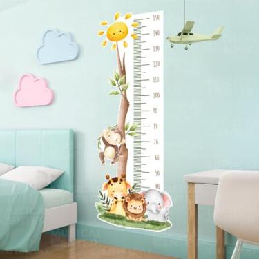 Imagem de Adesivo Régua de Crescimento Infantil Bichinhos da Savana Lavável Seguro Fácil Aplicação Quarto Bebê Menino Menina Kids