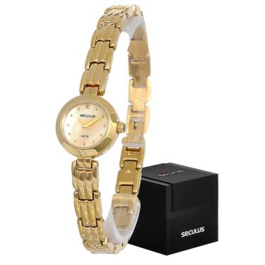 Imagem de Relógio Pequeno Seculus Dourado Original de Pulso Feminino-Feminino