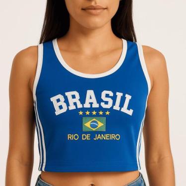 Imagem de Camisa Regata Cropped Do Brasil Feminina Vintage Curtinha - Tojoia18K,