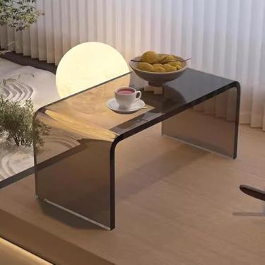 Imagem de Mesa De Centro Em Forma De C Mesa Lateral De Acrílico Transparente 12mm De Espessura Mesa Lateral De Acrílico Moderno Para Quarto Sala De Estar E Pátio, Gr?, 50x40x30cm
