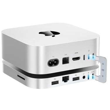 Imagem de BEELINK EX Base e suporte Mate Mini-A para Mac mini M4 de 80 Gbps, compartimento SSD PCIex2 duplo, expansão máxima de 16 TB, porta PD3.0, leitor de cartão SD4.0, LAN de 2,5 G, 2 USB-A de 5 Gbps para