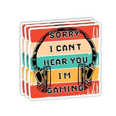 Imagem de (3 peças) Sorry I Can't Hear You I'm Gaming Sticker Funny Game Team Players Sarcasm Sayings Humorous Quotes Witty Vinyl Decal for Tumbler Laptop Car Water Bottles Books Phone - Tamanho 3x2,8