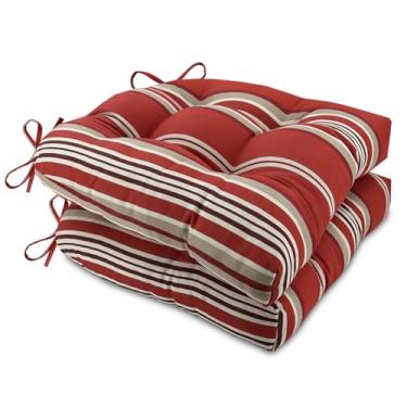 Imagem de Outdoor Chair Cushions, U-Shaped Wicker Seat Cushion, Water-Resistant and Fading-Resistant for Patio Garden Home Office Furniture(Red stripes)