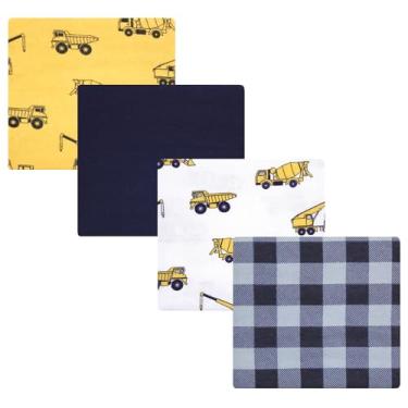Imagem de Luvable Friends Hudson Baby, flanela, cobertores, 4 unidades, escavadora
