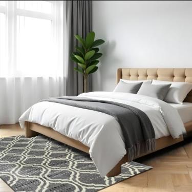 Imagem de 1 Tapete Quarto Belga Beira de Cama Es Mo 140 x 200 Vr (D2Mod Cinza Marfim Preto - Moderno Manchado Abstrato)