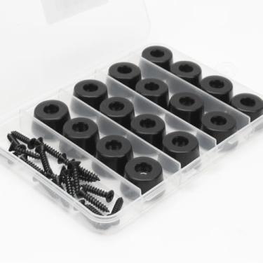 Imagem de 24 peças pretas 1,79 x 0,67 x 0,16 cm x 0,47 pol. Amortecedor de borracha antiderrapante pés em arruelas e parafusos para tábuas de corte, armários, mesas, sofás, cadeiras, etc.