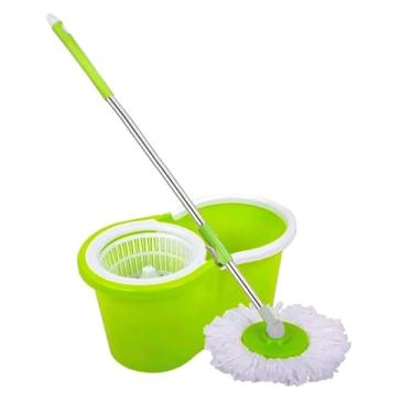 Imagem de Mop de Limpeza Esfregão Giratório 360 Cabo Inox e Refil de Microfibra Lavável com Balde Capacidade 9 Litros