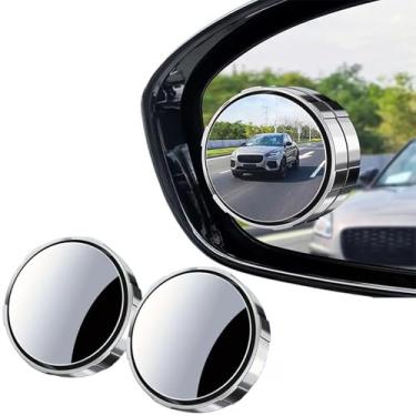 Imagem de Pacote com 2 espelhos de ponto cego, espelho lateral redondo convexo para carro, retrovisor grande angular ajustável de 360 graus com vidro HD, design de ventosa (prata)