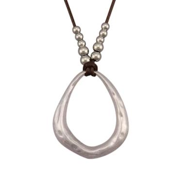 Imagem de joymiao Colares boêmios femininos longos de couro com pingente grande, joia hippie boho, colar com pingente, Couro sintético, Sem Pedra Preciosa