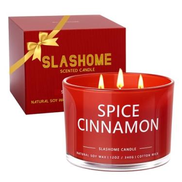 Imagem de Velas com aroma de canela e especiarias, velas perfumadas para casa, 340 g de soja luxuosa, 50 horas de tempo de queima, presentes de aniversário e Natal para mulheres e homens