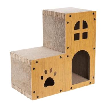 Imagem de ShengQuanHao Casinha de Papelão para Gatos, Protetor de Móveis, Protetor de Sofá, Elegante Cama Arranhadora de Dois Andares para Gatos Na de Casa, 56cm