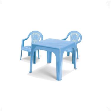 Imagem de Mesinha Kids Infantil Azul 46X38Cm + 2 Cadeira Poltroninha