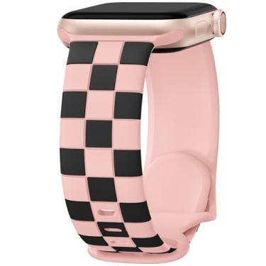 Imagem de DaQin Pulseiras femininas xadrez compatíveis com Apple Watch séries 10, SE, 9, 8, 7, 6, 5, 4, 3 e 2 de 40 mm, 41 mm, 42 mm, 38 mm, 40 mm, 41 mm, 41 mm, 4 e 2