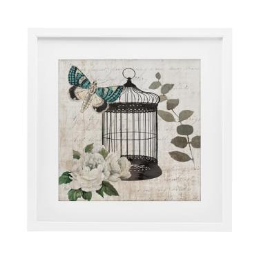 Imagem de Stupell Industries Estampa emoldurada branca de borboleta vintage Menagerie design sob vidro por Nan, 33 x 33