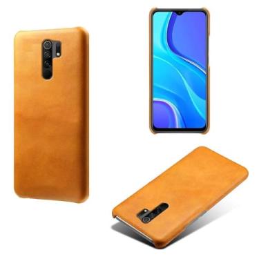Imagem de Capa para Xiaomi Redmi 9 Prime,Proteção contra quedas,Casca de volta de cor sólida simples,Design de couro de imitação de plástico-Orange